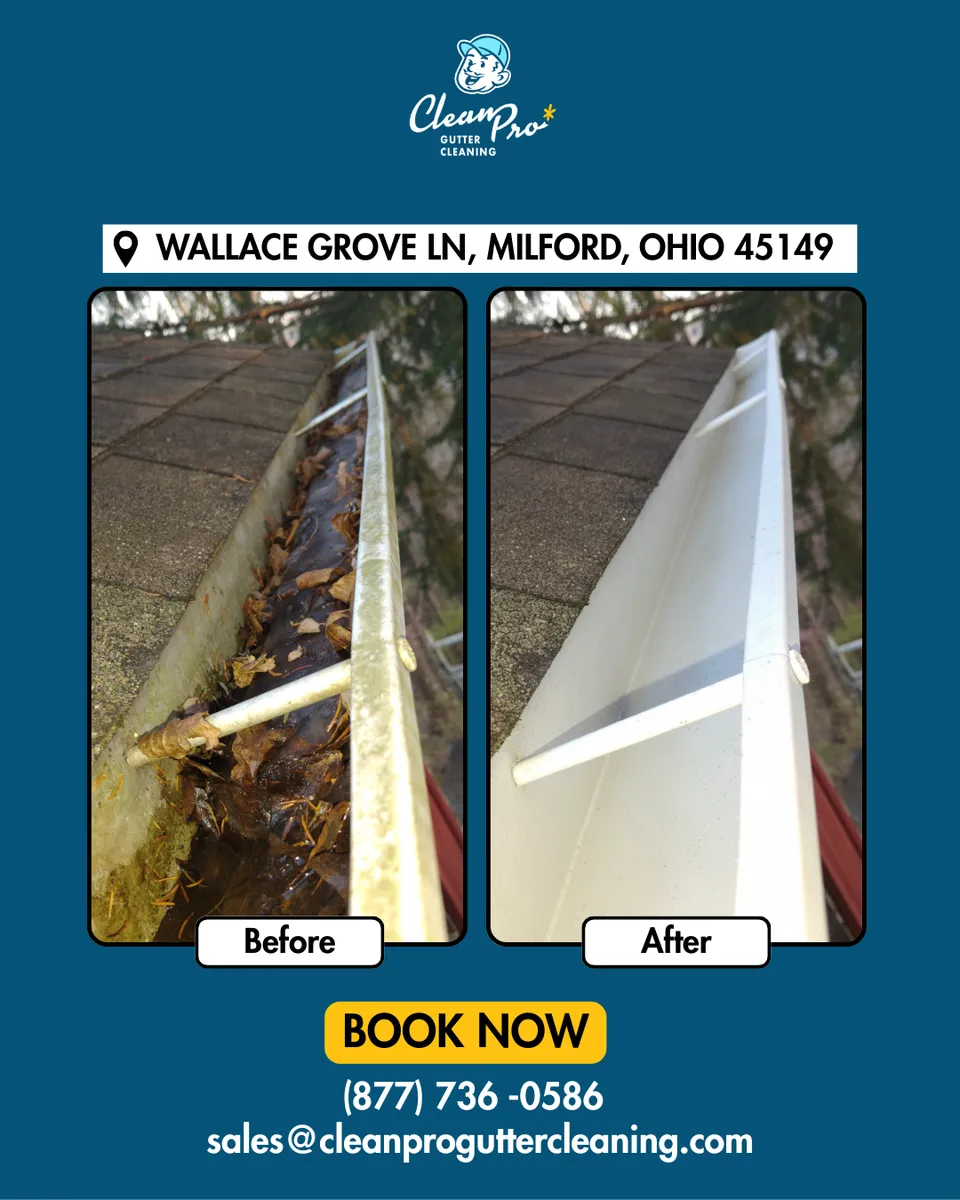 Before and after gutter cleaning in Albany, NY