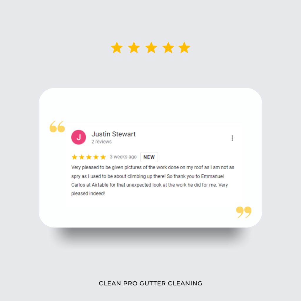 Justin from Charlotte, NC gives us a 5 star review for a recent gutter cleaning service.