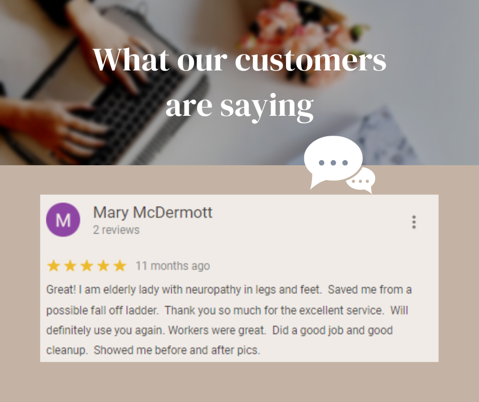 Mary from Columbus, OH gives us a 5 star review for a recent gutter cleaning service.