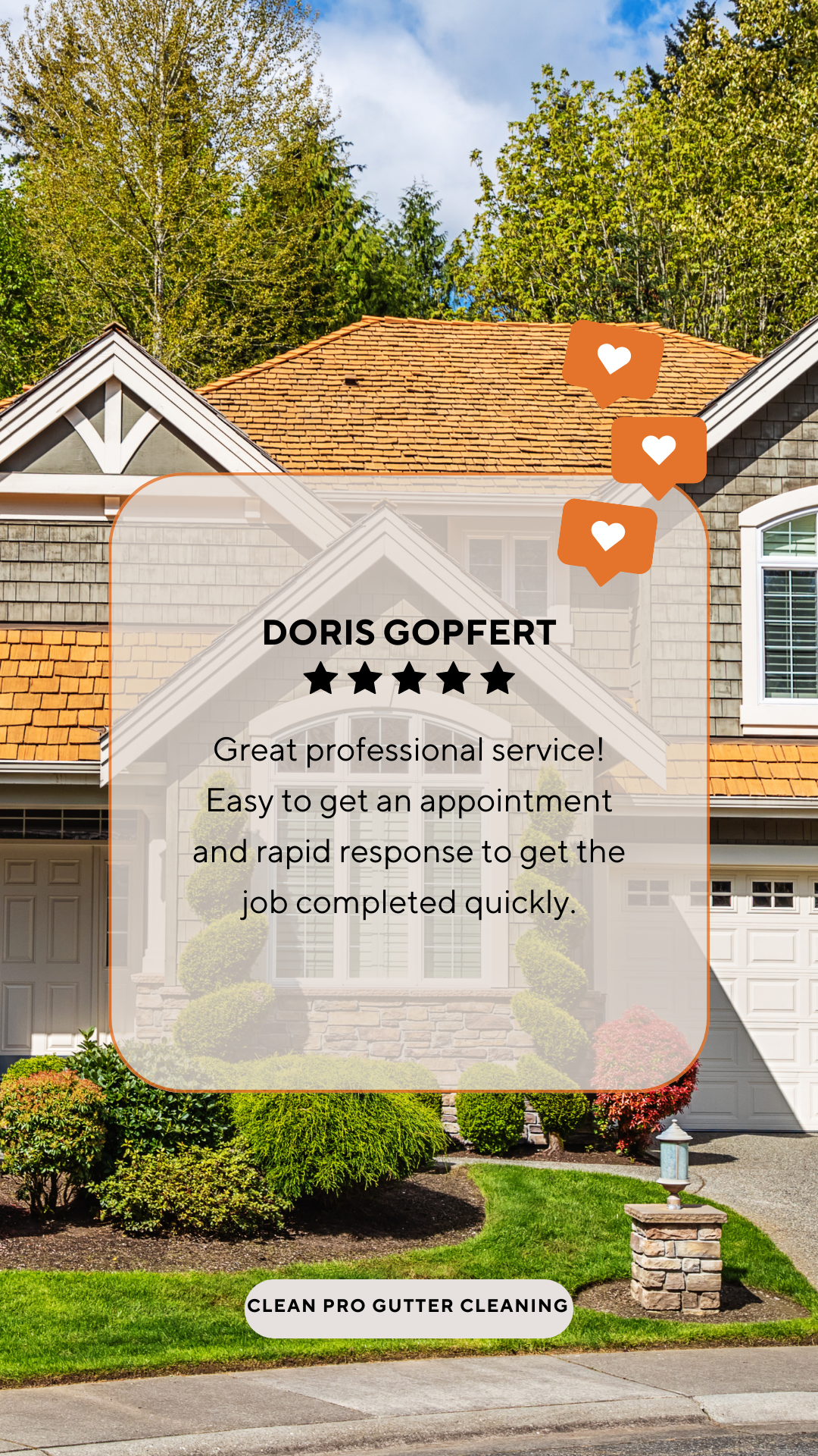 Doris from Toms River gives us a 5 star review for a recent gutter cleaning service.