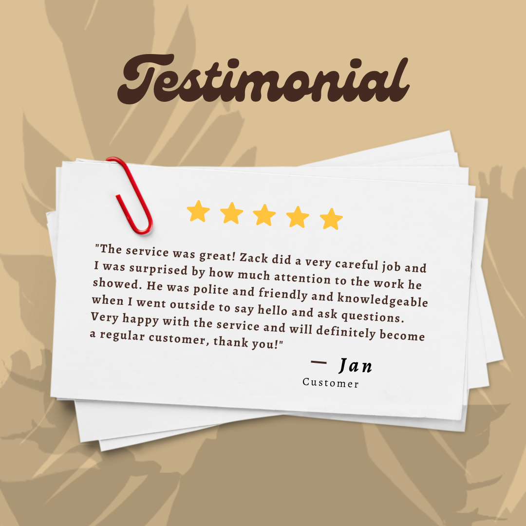 Jan from Raleigh gives us a 5 star review for a recent gutter cleaning service.