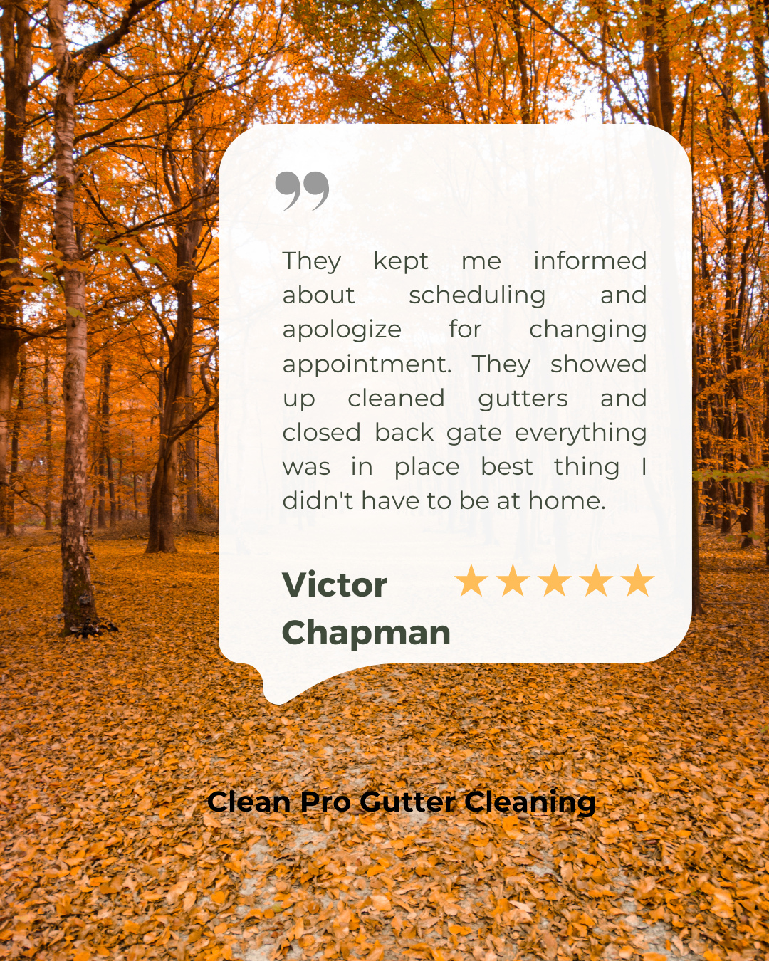 Victor from Olathe, KS gives us a 5 star review for a recent gutter cleaning service.