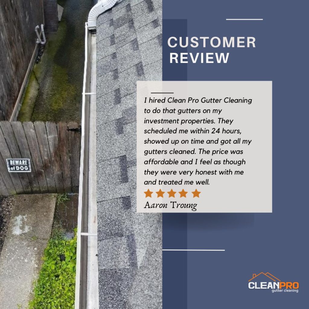 Aaron from Cary, NC gives us a 5 star review for a recent gutter cleaning service.