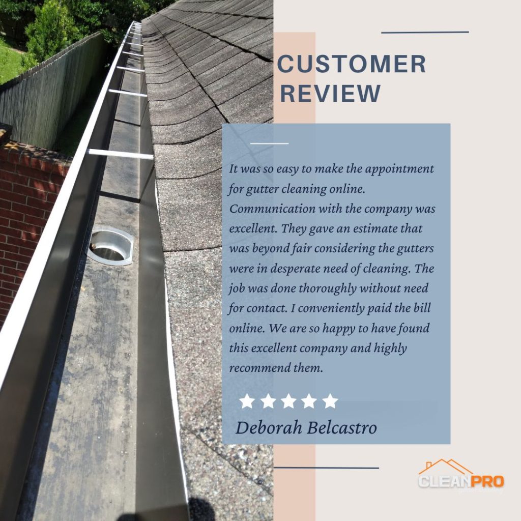 Deborah from Chesapeake, VA gives us a 5 star review for a recent gutter cleaning service.