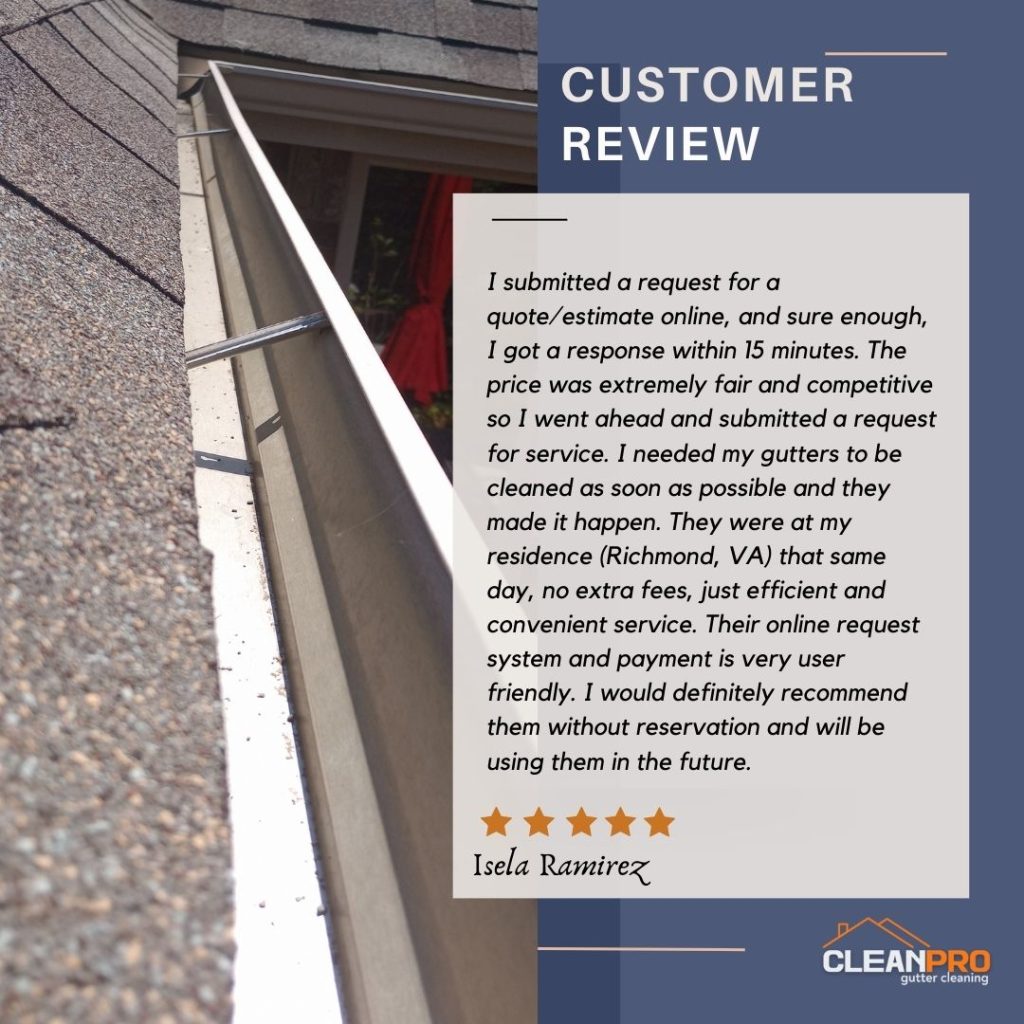 Isela from Douglasville, GA gives us a 5 star review for a recent gutter cleaning service.