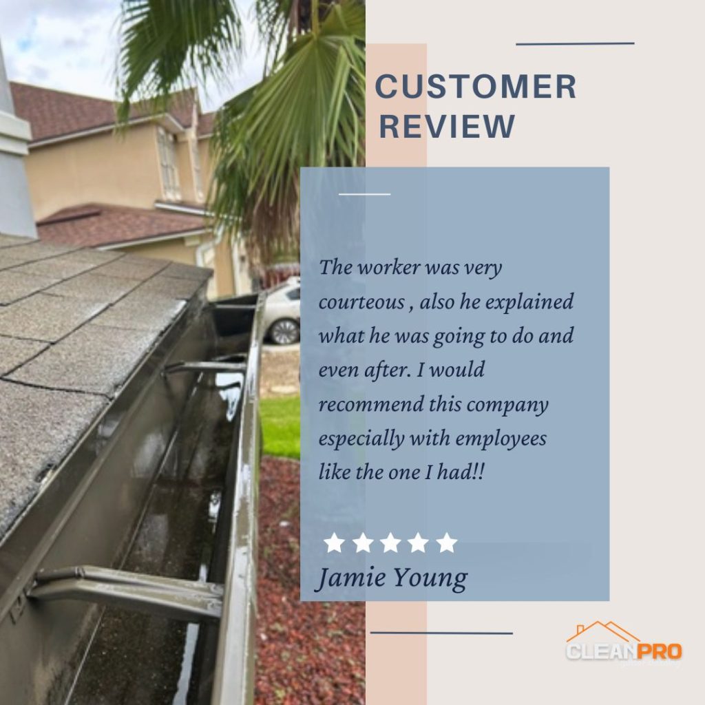 Jamie from Jacksonville, FL gives us a 5 star review for a recent gutter cleaning service.