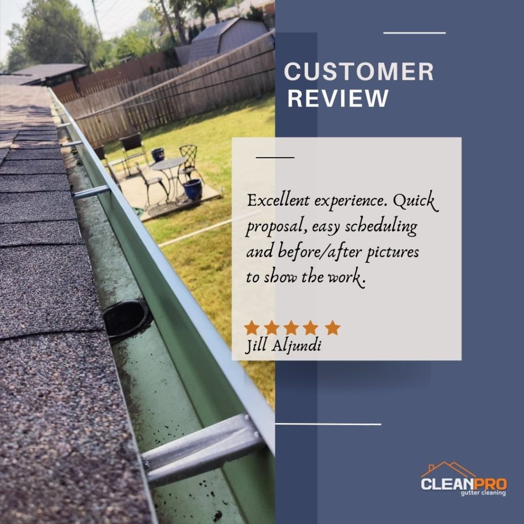 Jill in Olathe, KS gives us a 5 star review for a recent gutter cleaning service.
