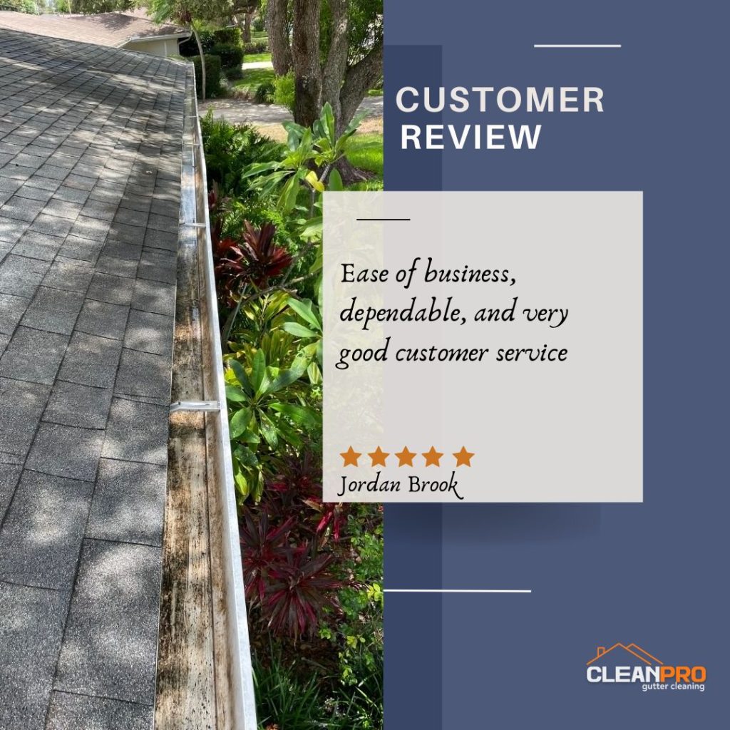 Jordan in Tampa, FL gives us a 5 star review for a recent gutter cleaning service.