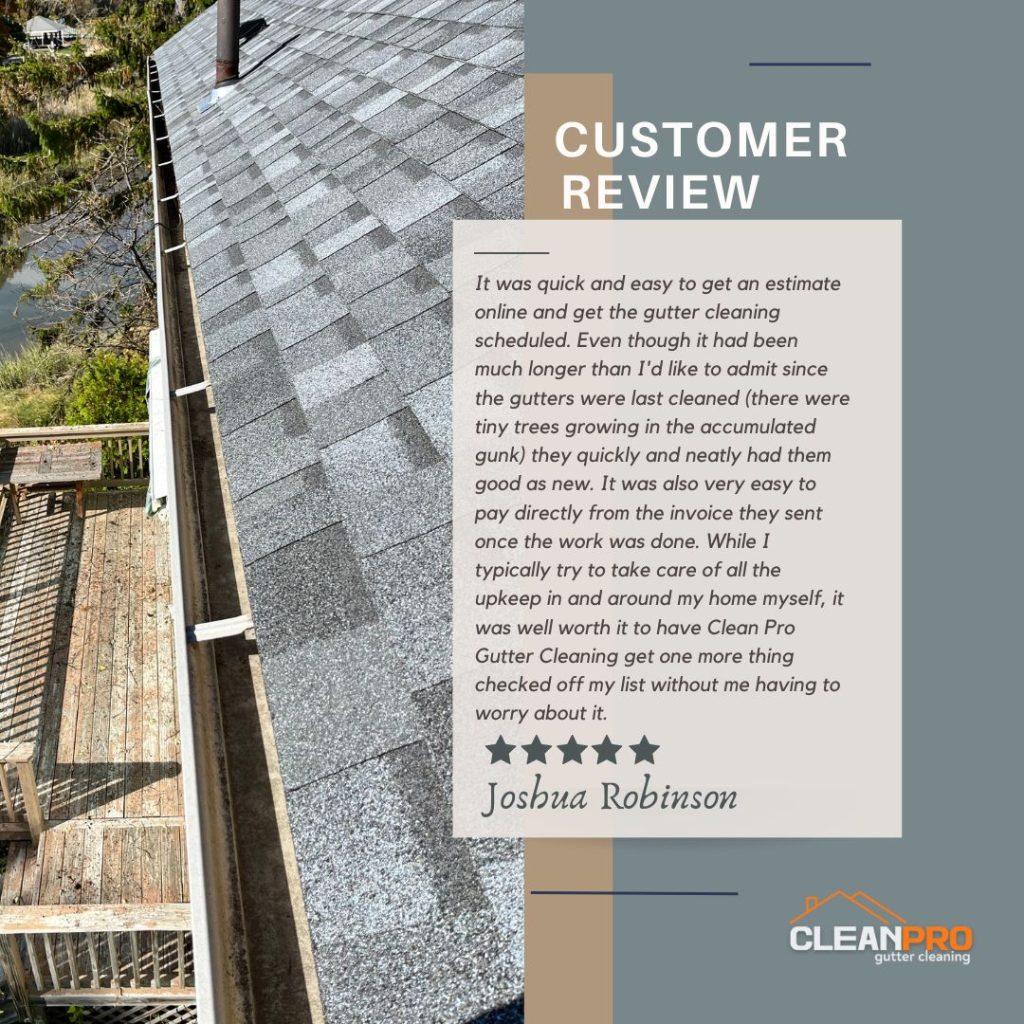 Joshua from Asheville, NC gives us a 5 star review for a recent gutter cleaning service.