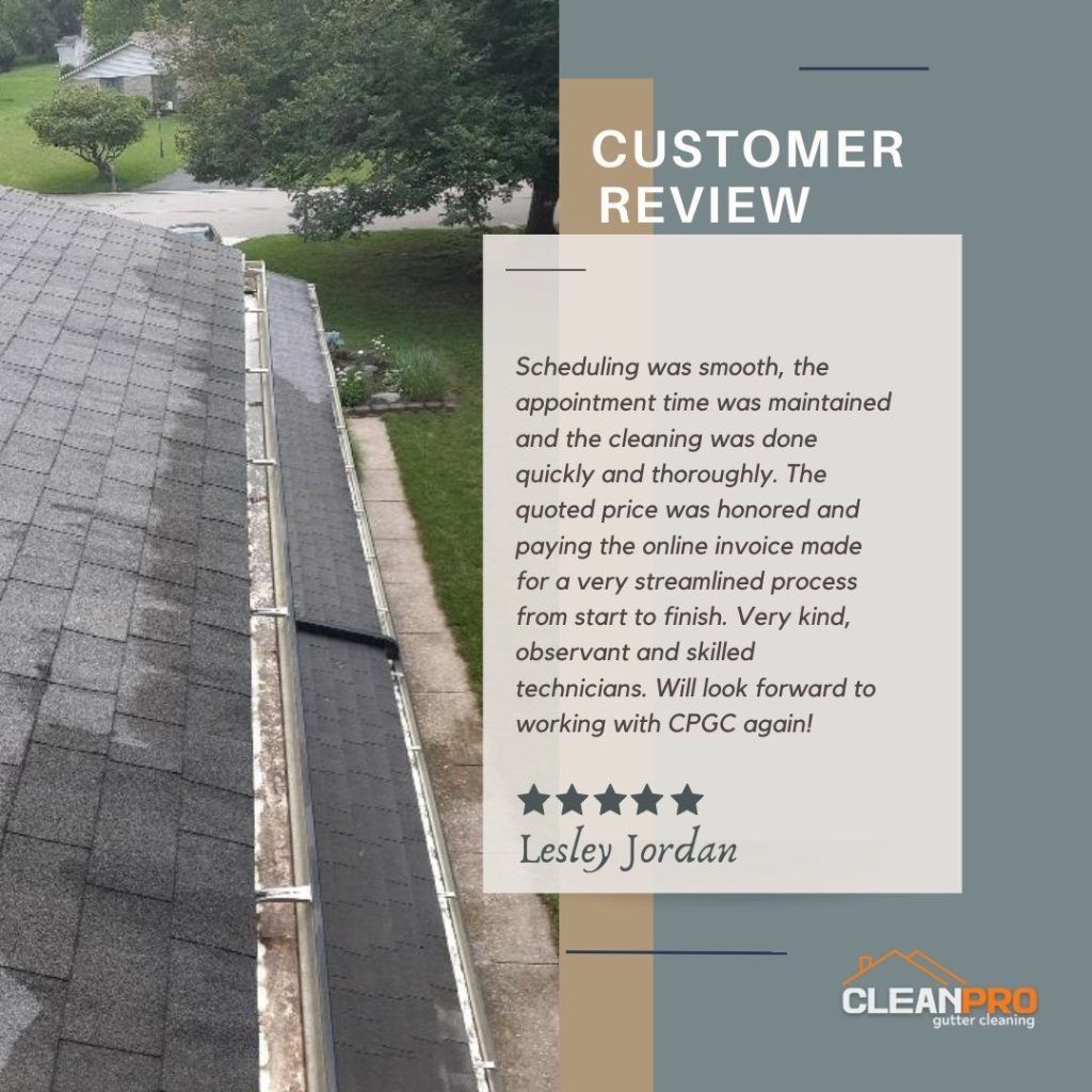 Lesley from Cary, NC gives us a 5 star review for a recent gutter cleaning service.