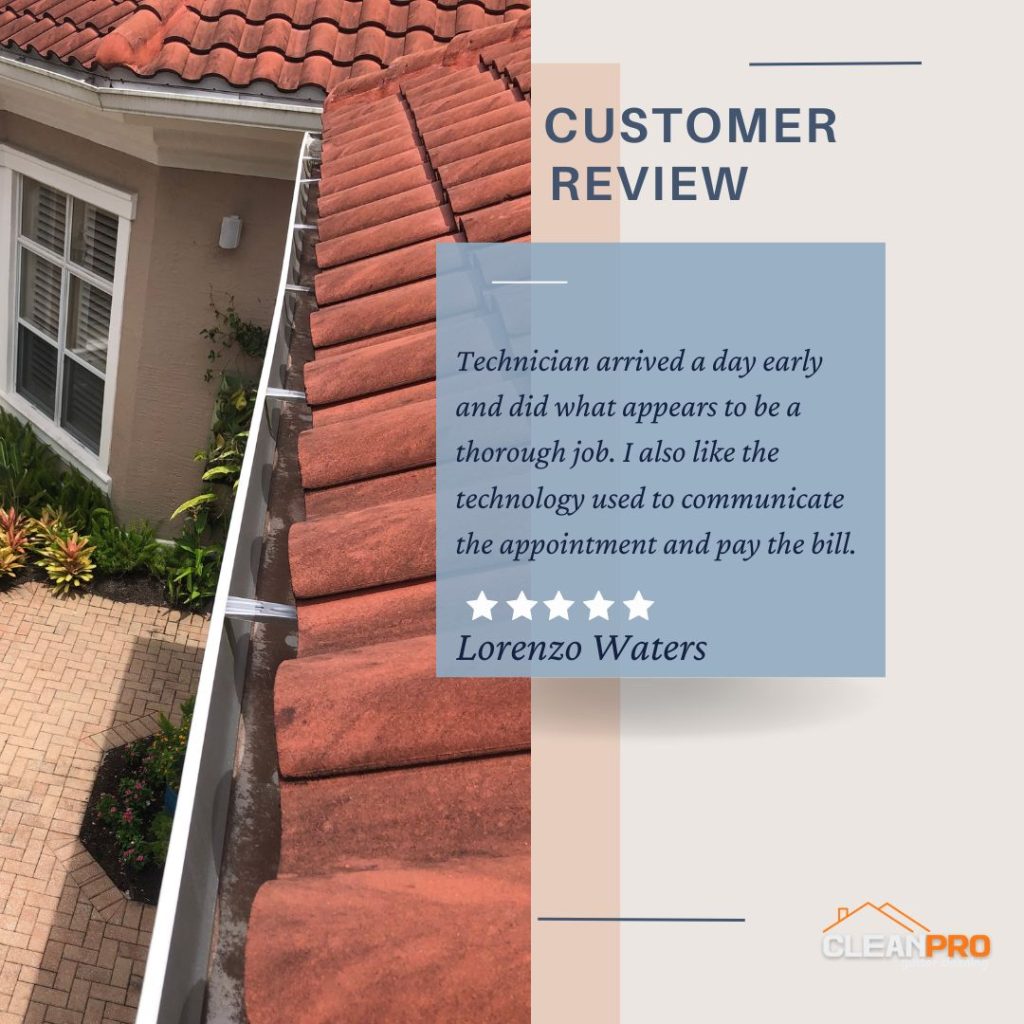 Lorenzo from West Palm Beach FL gives us a 5 star review for a recent gutter cleaning service.