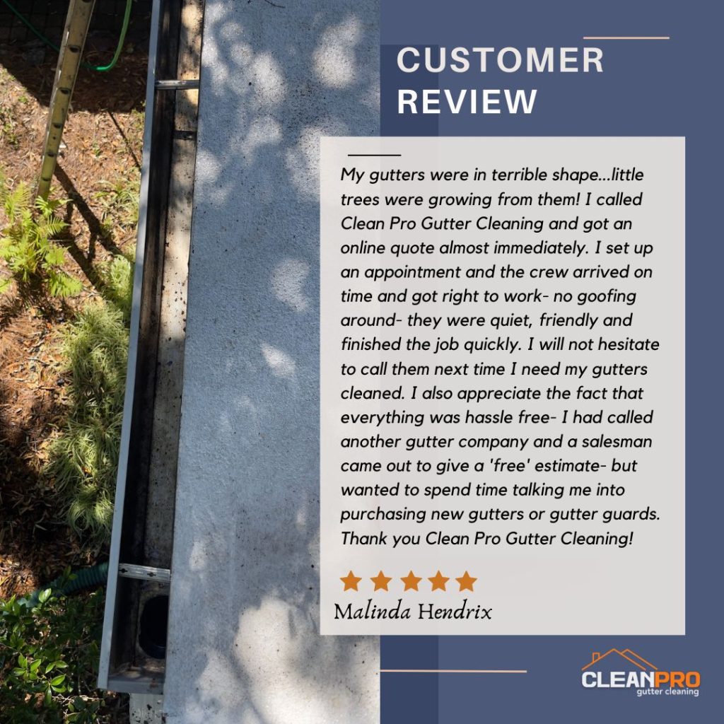 Malinda from Asheville, NC gives us a 5 star review for a recent gutter cleaning service.