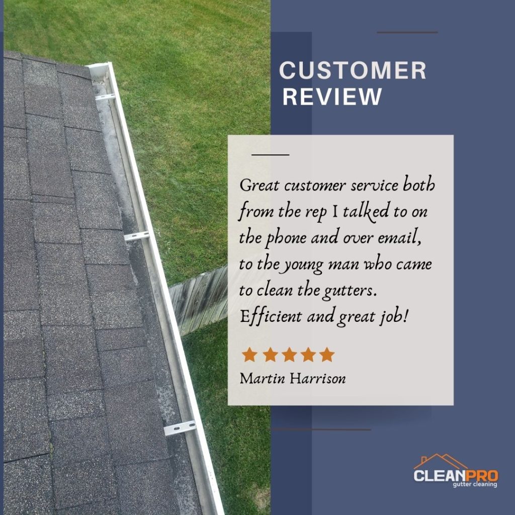 Martin from Cincinnati, OH gives us a 5 star review for a recent gutter cleaning service.