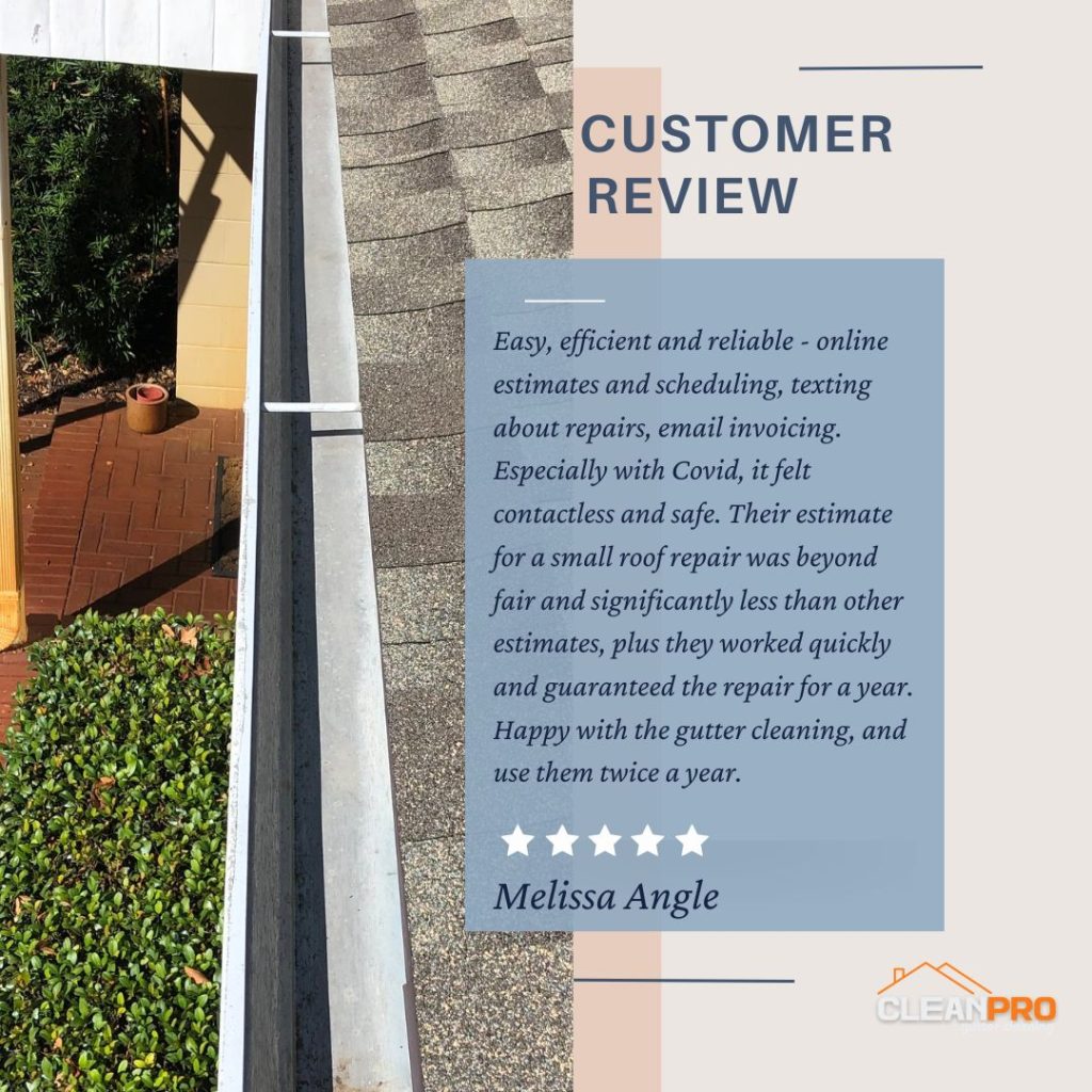 Melissa from Asheville, NC gives us a 5 star review for a recent gutter cleaning service.