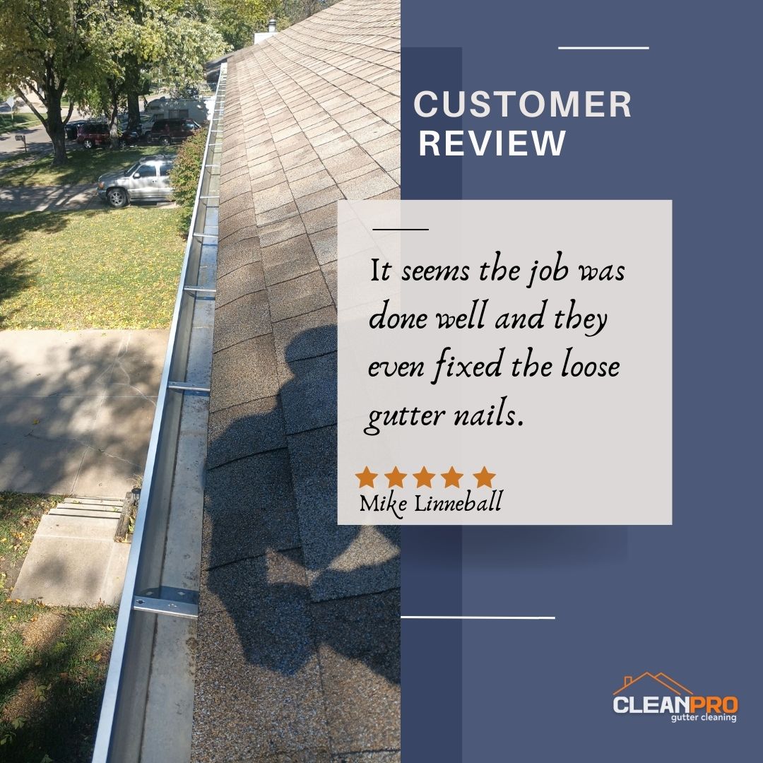 Mike from Cincinnati, OH gives us a 5 star review for a recent gutter cleaning service.