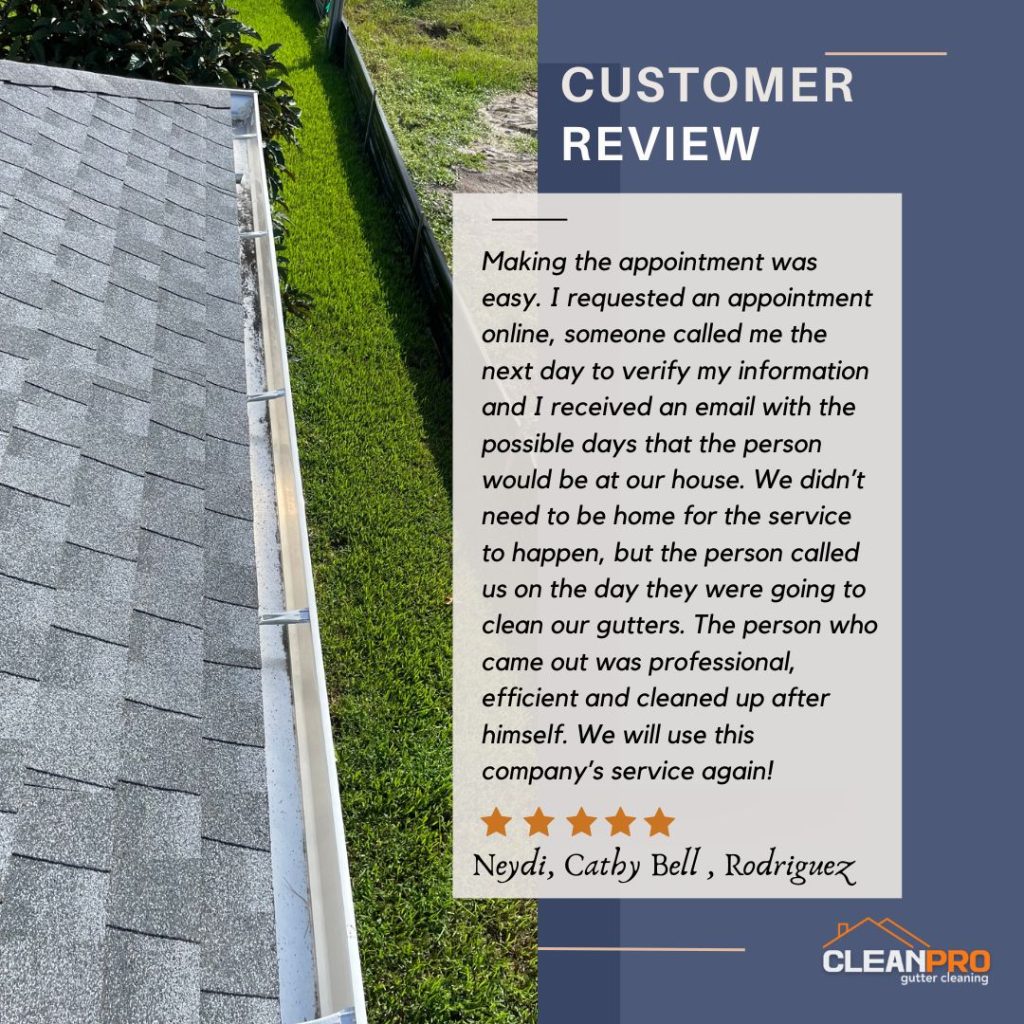 Neydi & Cathy Bell from Orlando, FL gives us a 5 star review for a recent gutter cleaning service.