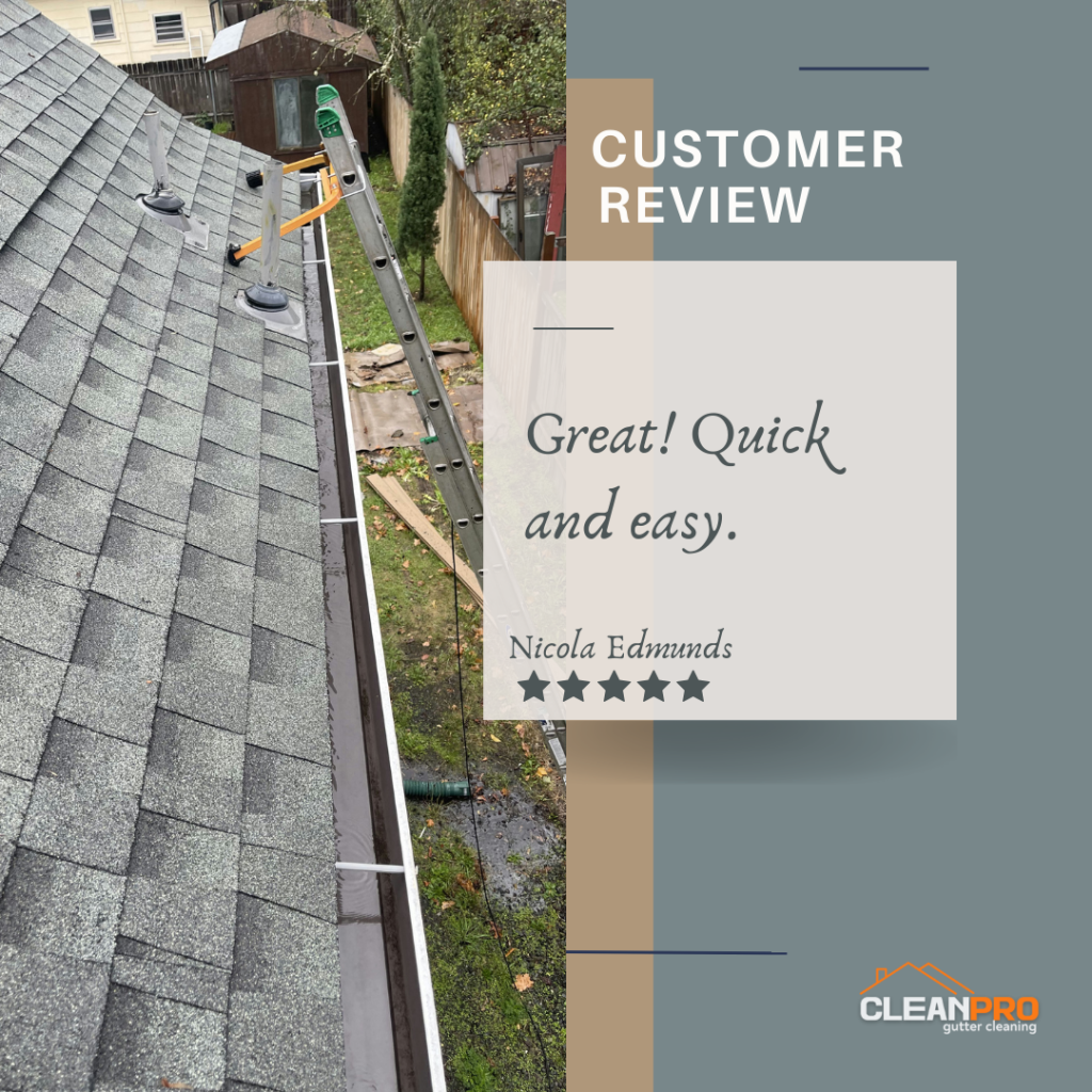 Nicola from Cincinnati, OH gives us a 5 star review for a recent gutter cleaning service.