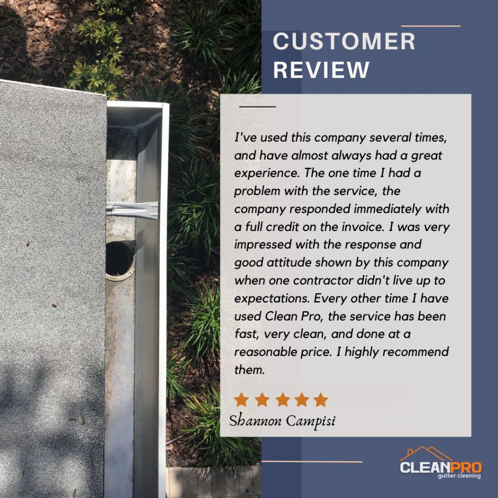 Shannon from Philadelphia. PA gives us a 5 star review for a recent gutter cleaning service.
