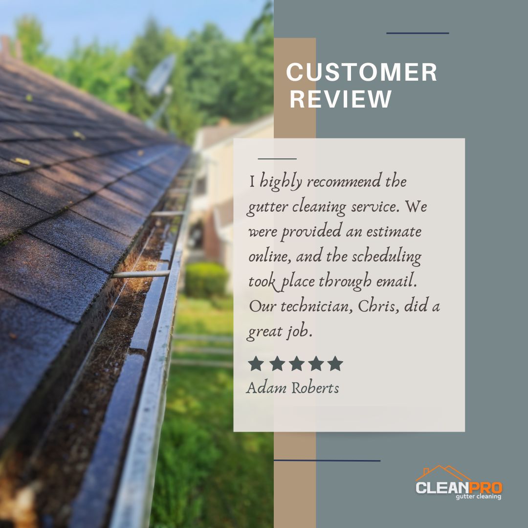 Adam Roberts from Syracuse, NY gives us a 5 star review for a recent gutter cleaning service.