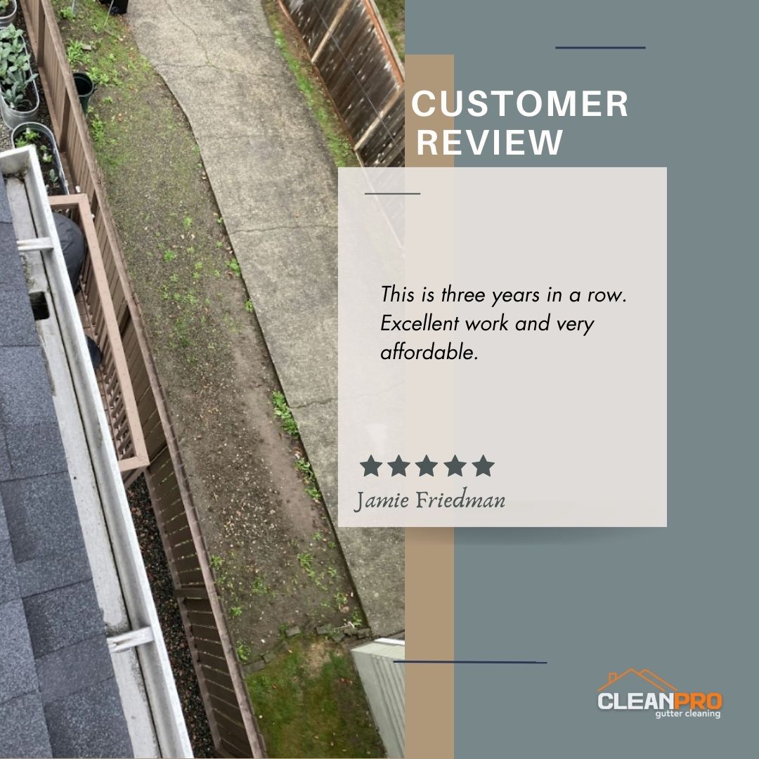 Jamie From Detroit, MI gives us a 5 star review for a recent gutter cleaning service.