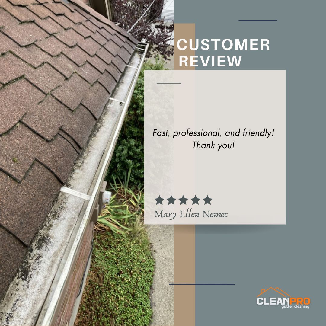 Mary Ellen From Lawrence, KS gives us a 5 star review for a recent gutter cleaning service.