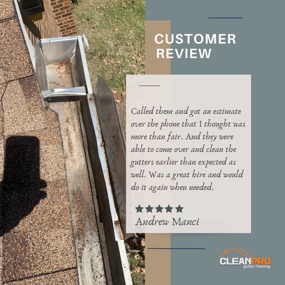 Andrew from Nashville, TN gives us a 5 star review for a recent gutter cleaning service.