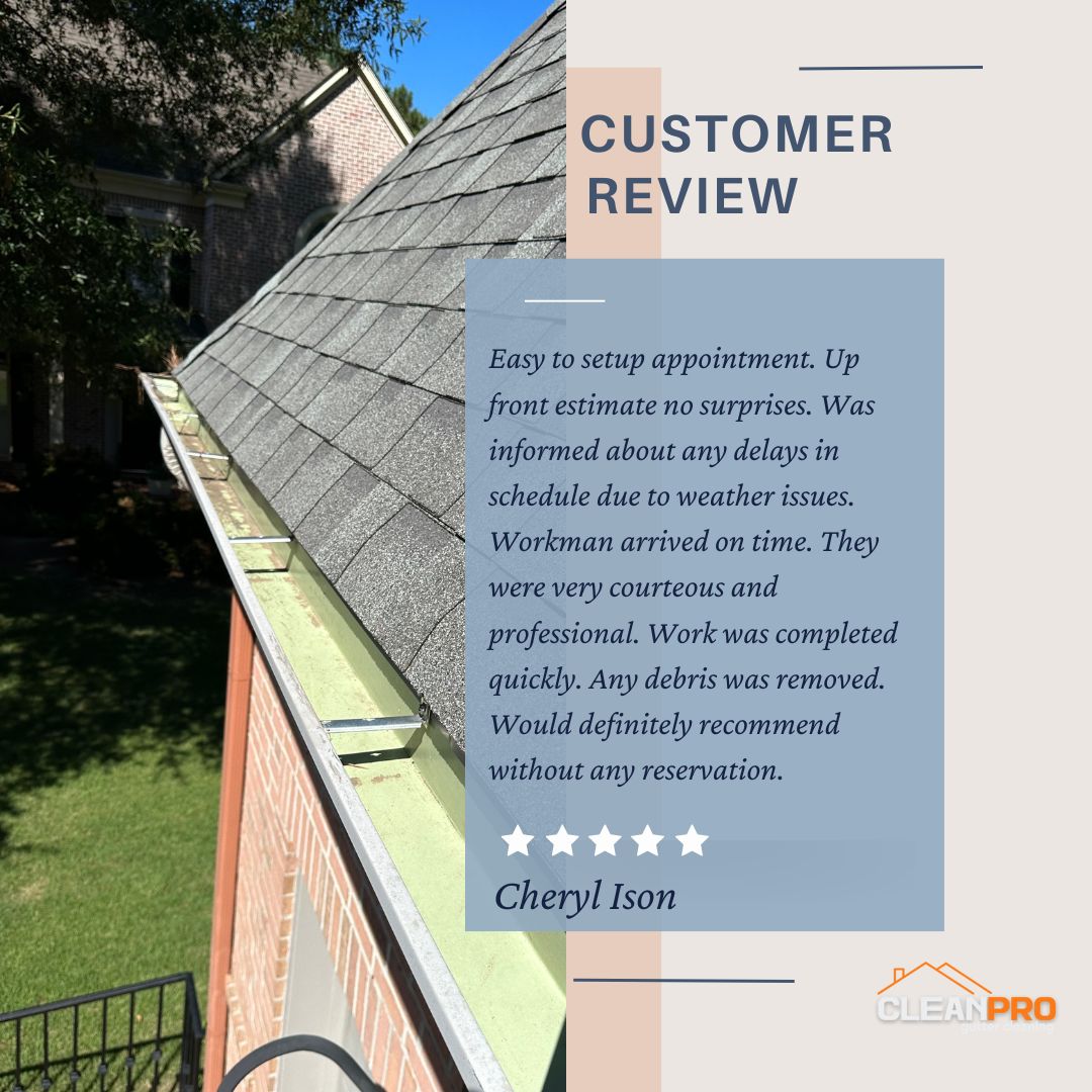Cheryl in Nashville, TN gives us a 5 star review for a recent gutter cleaning service.