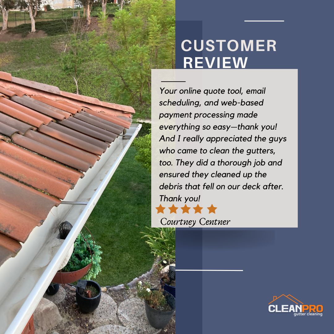 Courtney from San Diego, CA gives us a 5 star review for a recent gutter cleaning service.