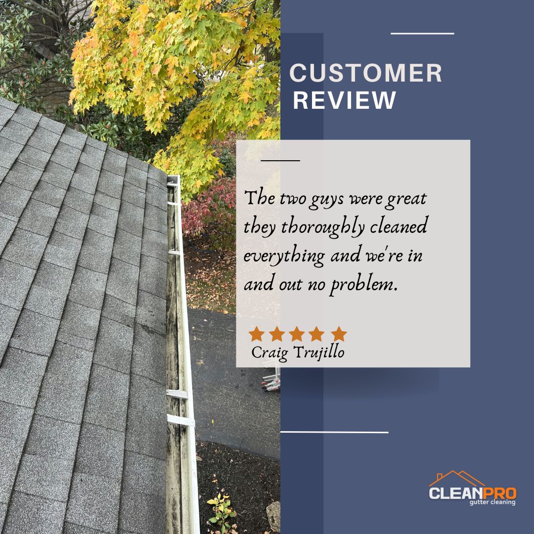 Craig from Indianapolis, IN gives us a 5 star review for a recent gutter cleaning service.