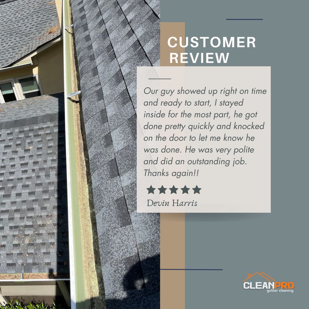 Devin from Oklahoma City, OK gives us a 5 star review for a recent gutter cleaning service.