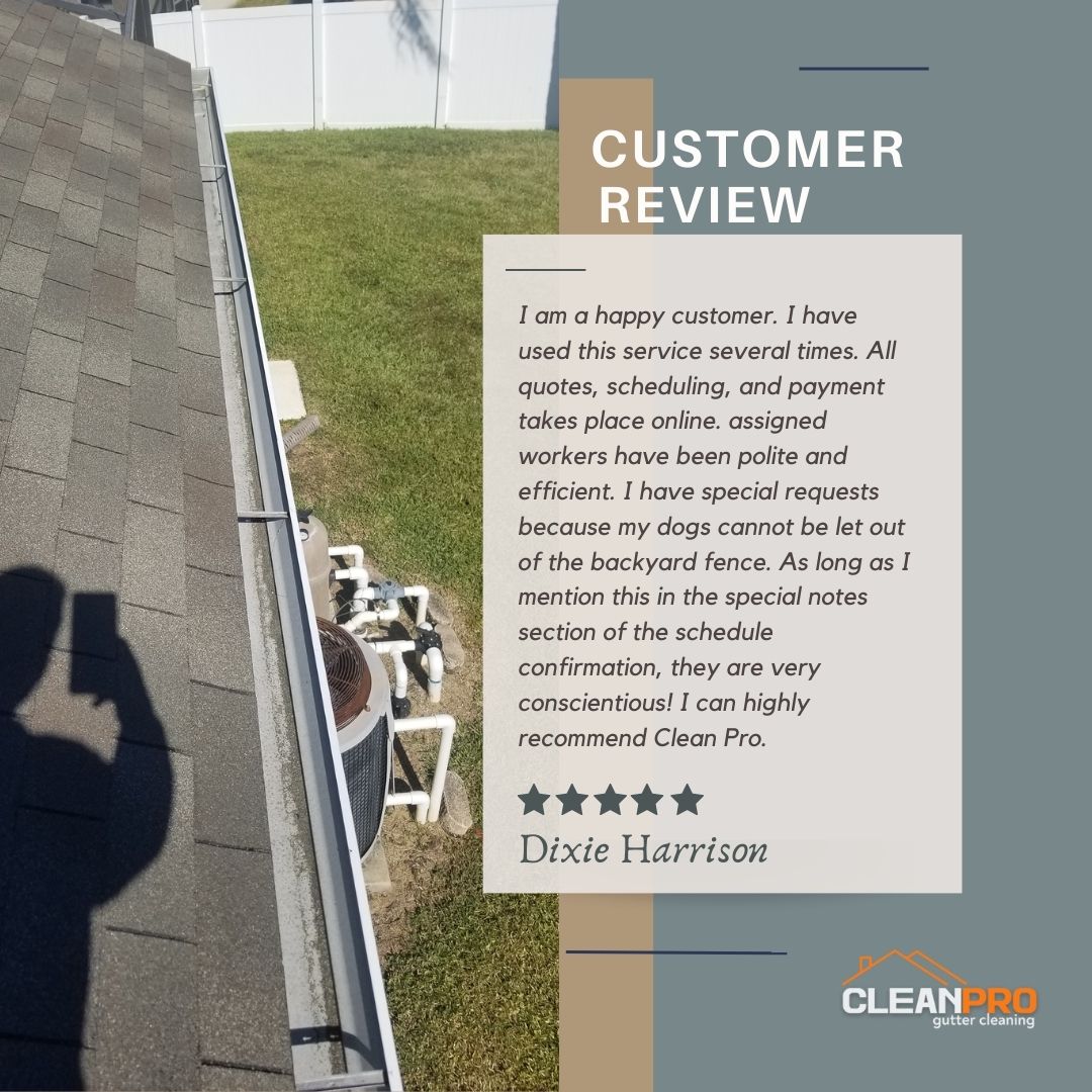 Dixie from Columbia, MO gives us a 5 star review for a recent gutter cleaning service.