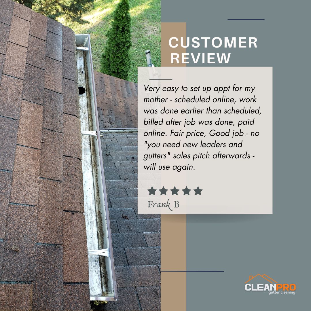 Frank from Seattle, WA gives us a 5 star review for a recent gutter cleaning service.