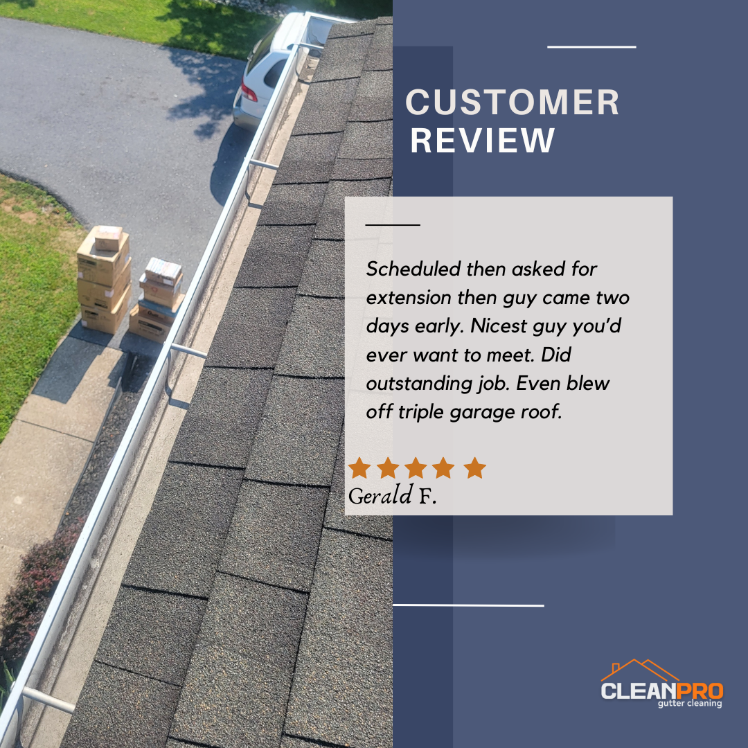 Gerald from Greensboro, NC gives us a 5 star review for a recent gutter cleaning service.