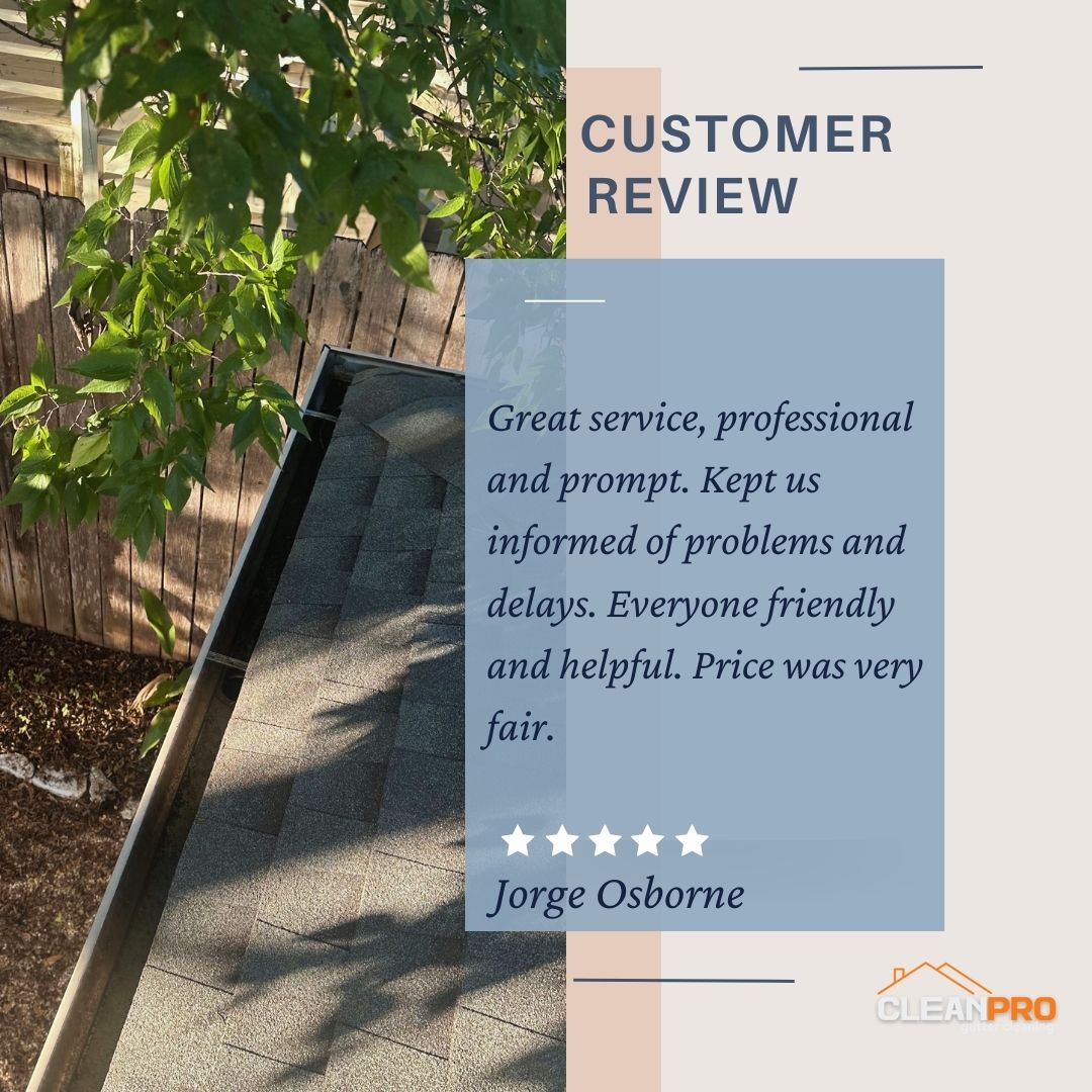 Jorge from Dallas, TX gives us a 5 star review for a recent gutter cleaning service.