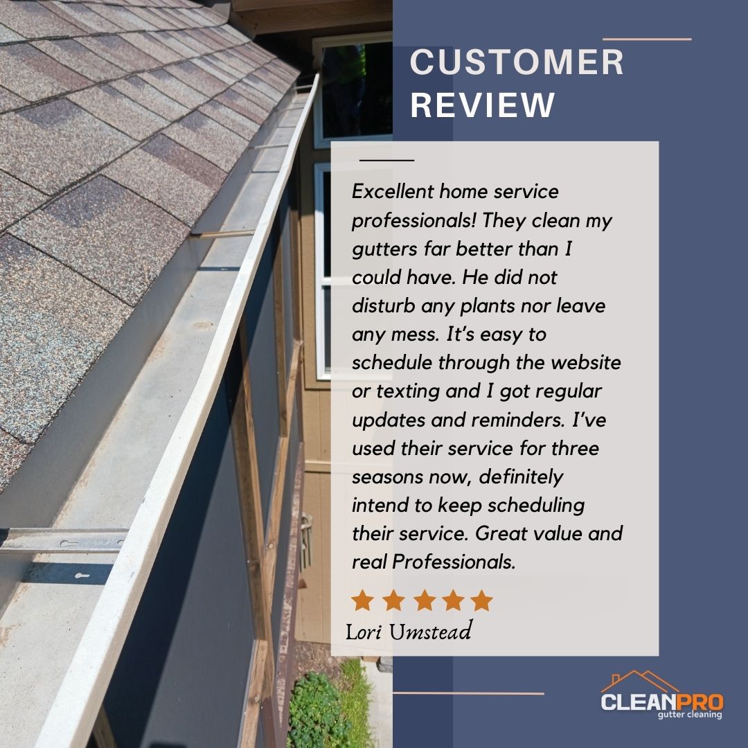Lori in Omaha, NE gives us a 5 star review for a recent gutter cleaning service.