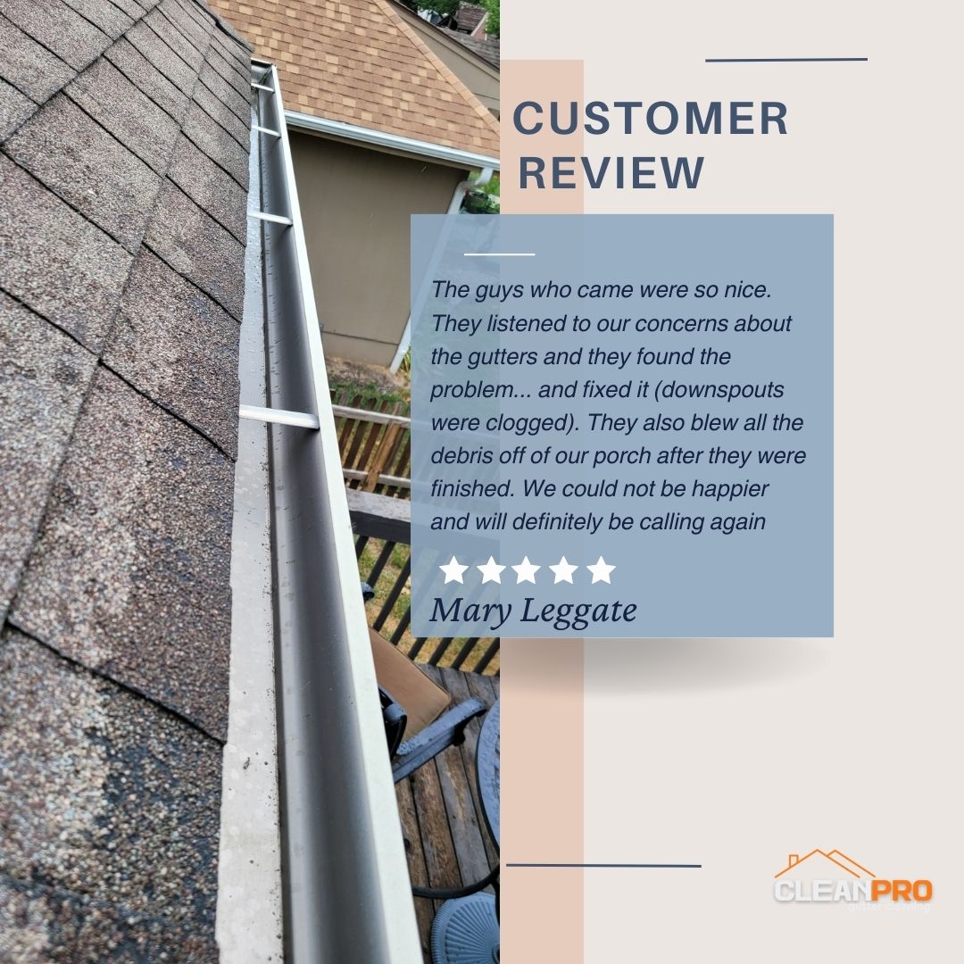 Mary from Marietta, GA gives us a 5 star review for a recent gutter cleaning service.