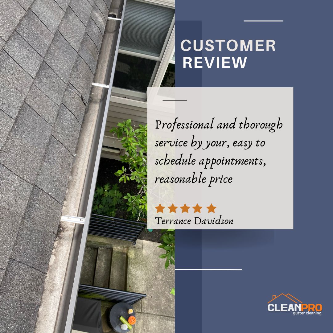Terrance from Tacoma, WA gives us a 5 star review for a recent gutter cleaning service.