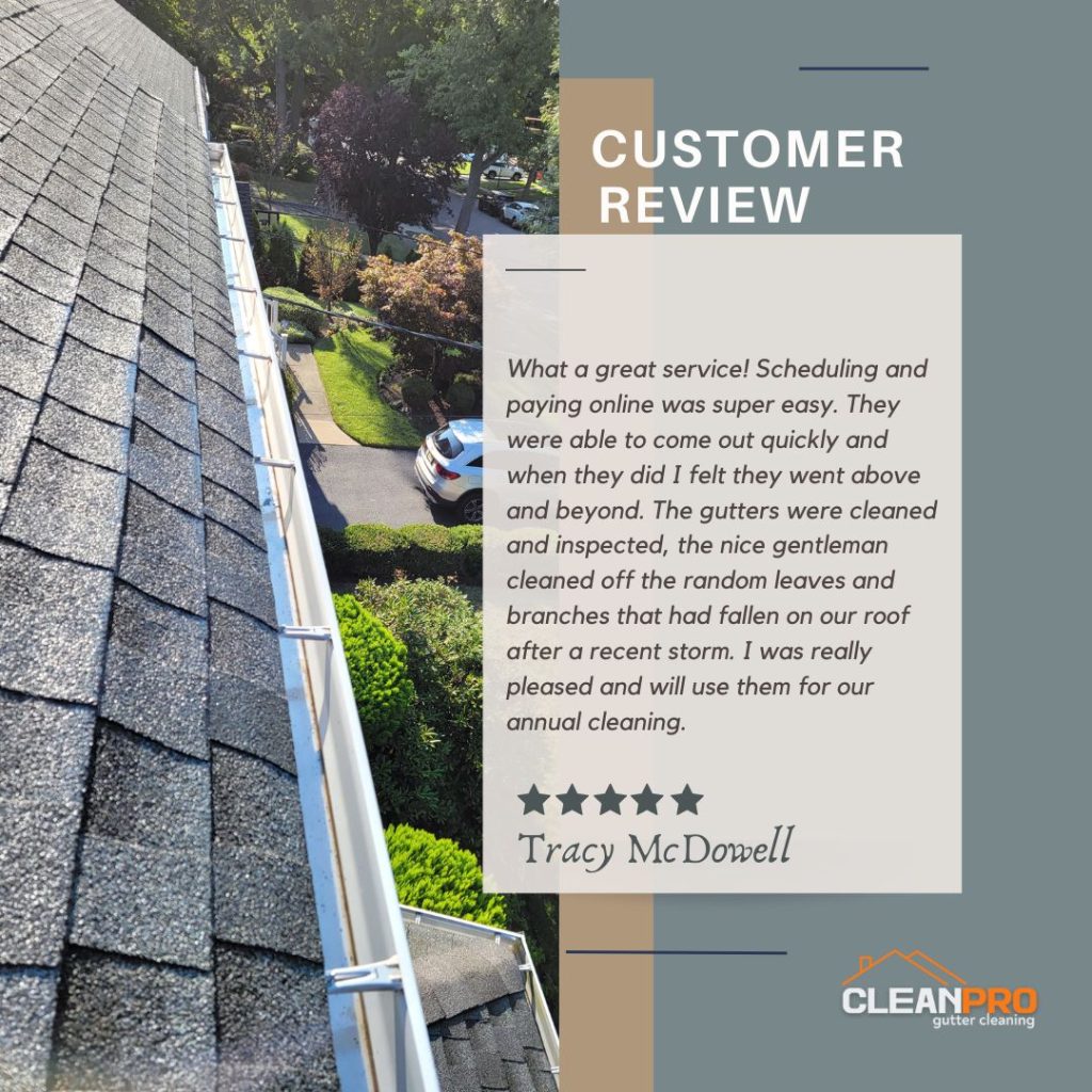 Tracy in Rochester, NY gives us a 5 star review for a recent gutter cleaning service.