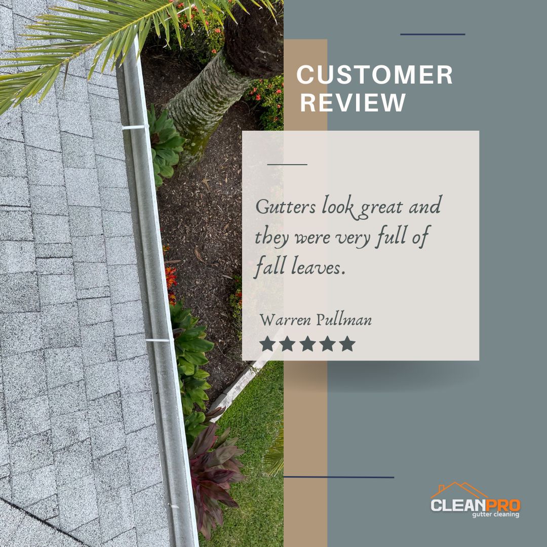 Warren in Jacksonville, FL gives us a 5 star review for a recent gutter cleaning service.