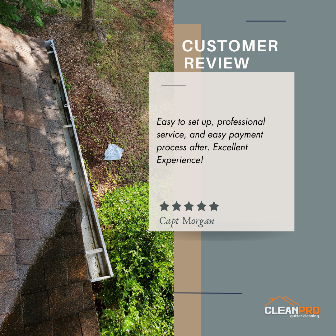 Capt Morgan from Huntsvillle, AL gives us a 5 star review for a recent gutter cleaning service.