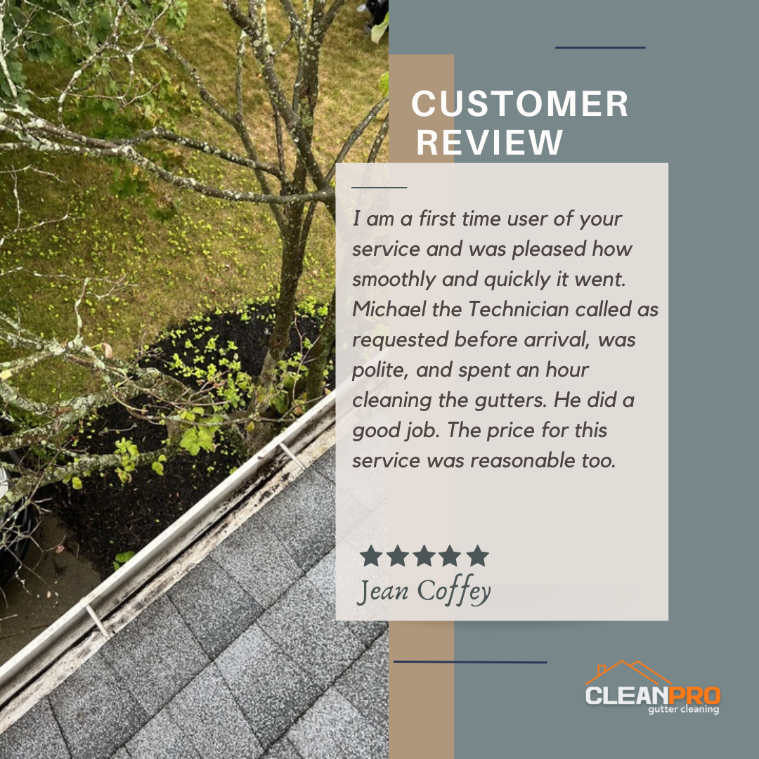Jean from Huntsvillle, AL gives us a 5 star review for a recent gutter cleaning service.