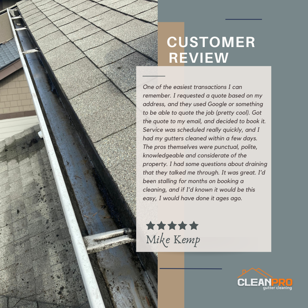 Mike in Franklin, TN gives us a 5 star review for a recent gutter cleaning service.