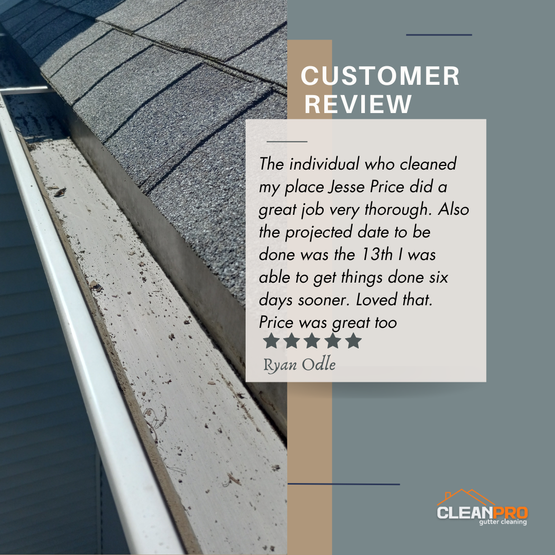 Ryan from Dayton, OH gives us a 5 star review for a recent gutter cleaning service.