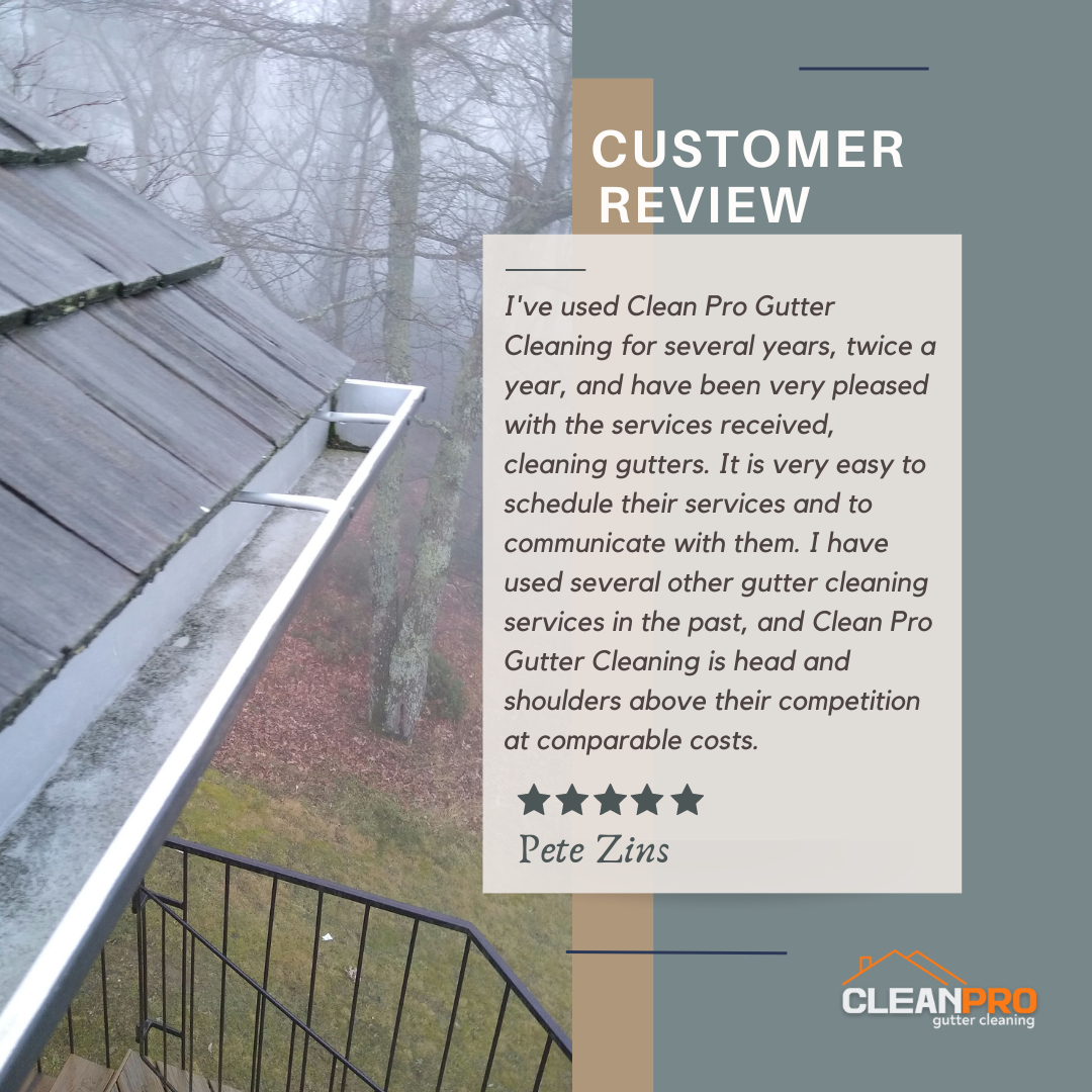 Pete From Dallas TX, gives us a 5 star review for a recent gutter cleaning service.